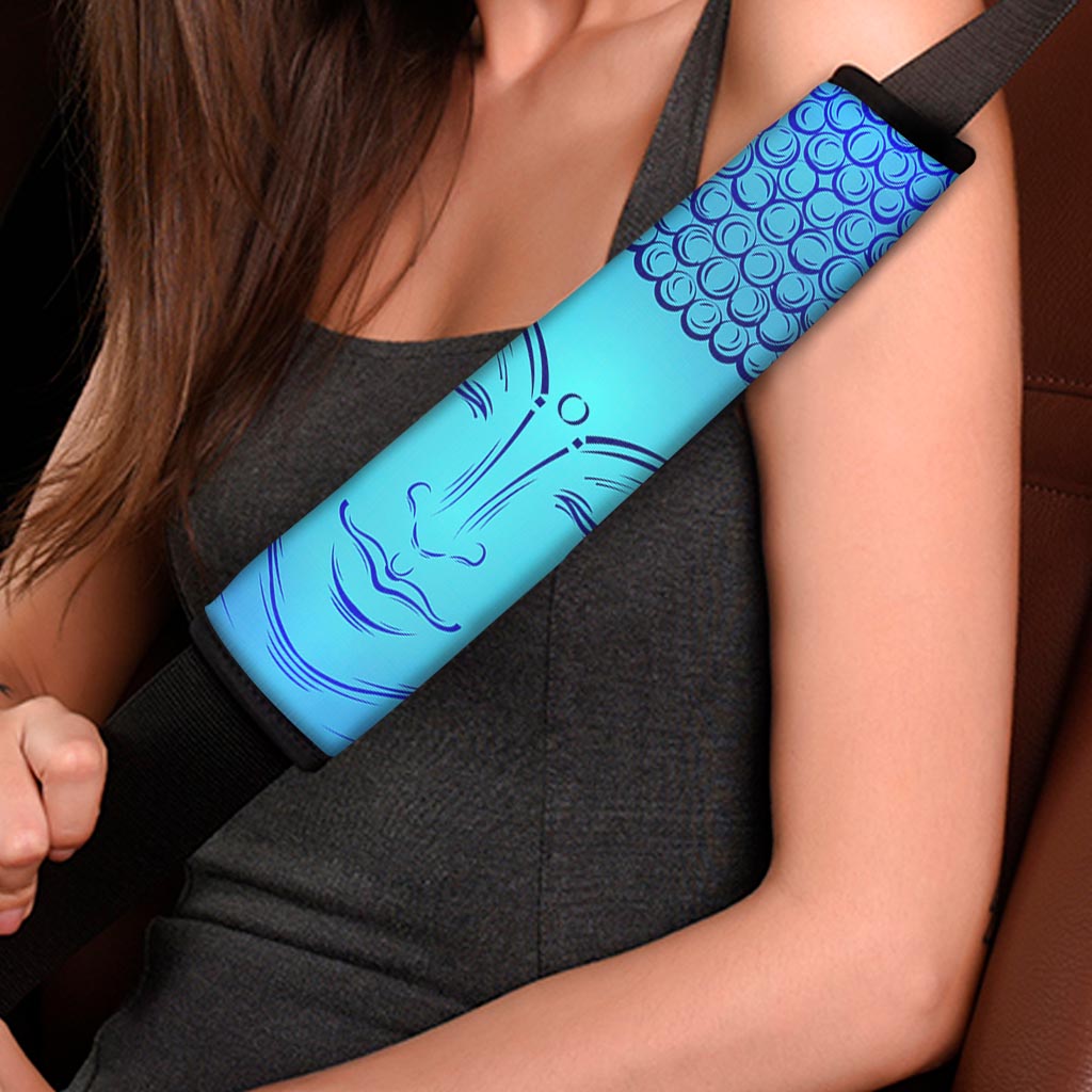 Blue Buddha Print Car Seat Belt Covers