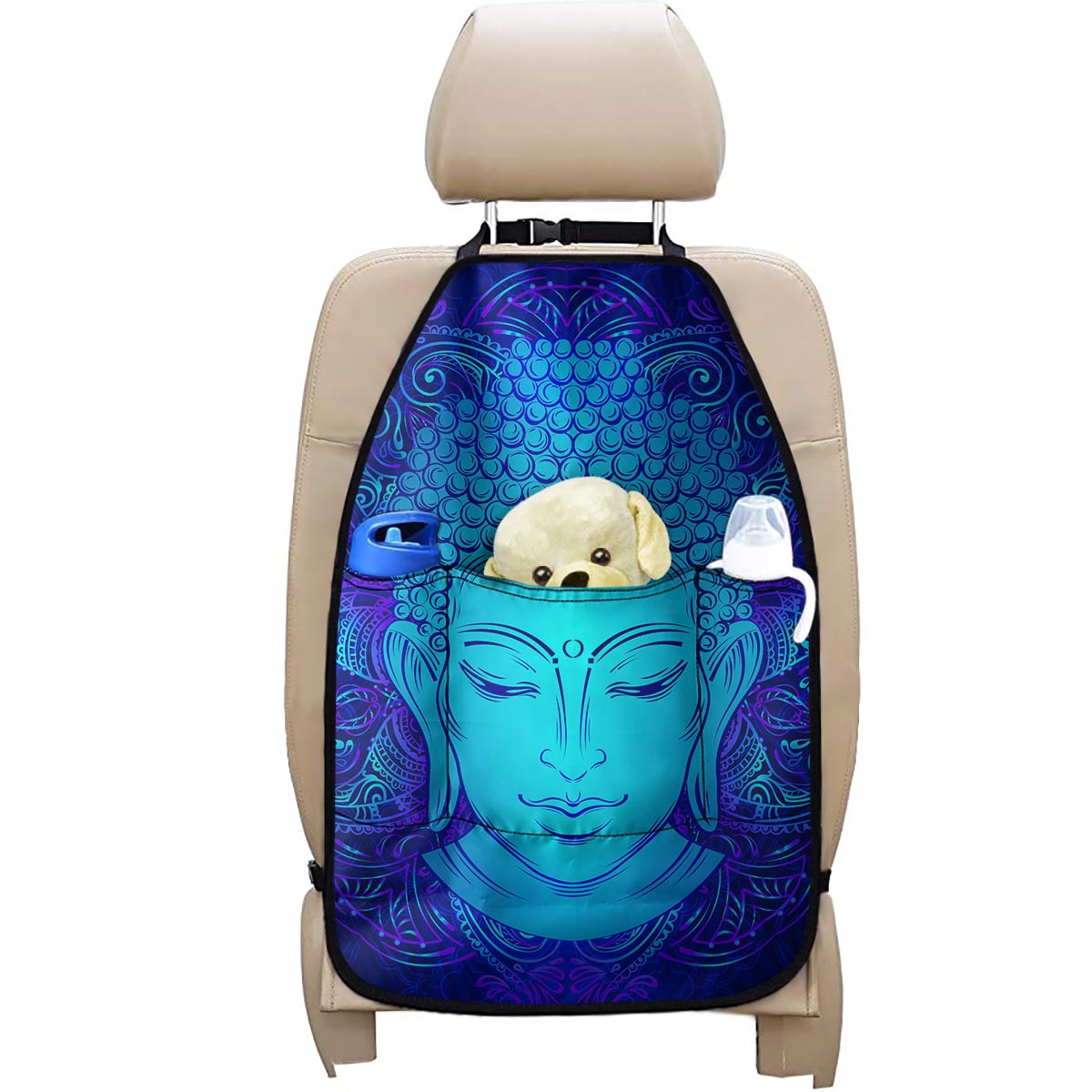 Blue Buddha Print Car Seat Organizers