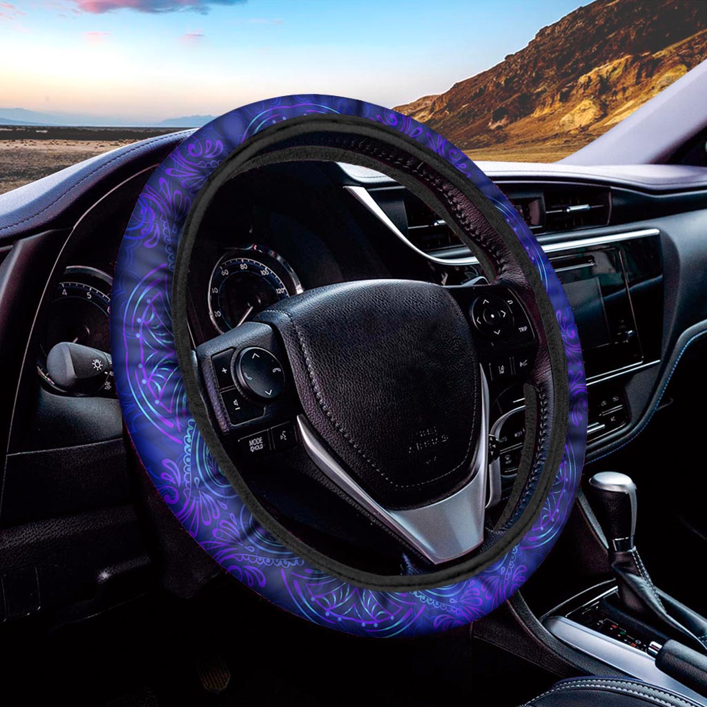 Blue Buddha Print Car Steering Wheel Cover