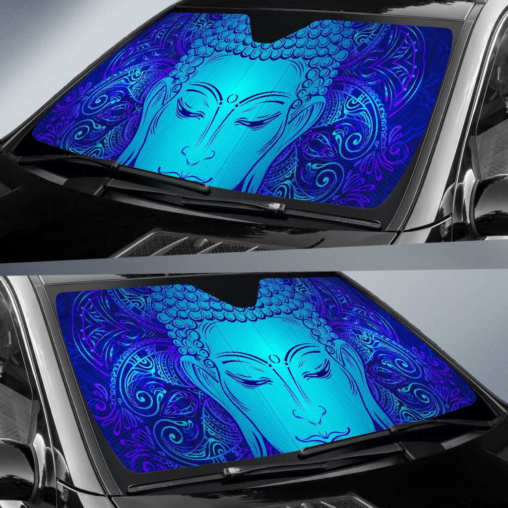 Blue Buddha Print Car Sun Shade GearFrost