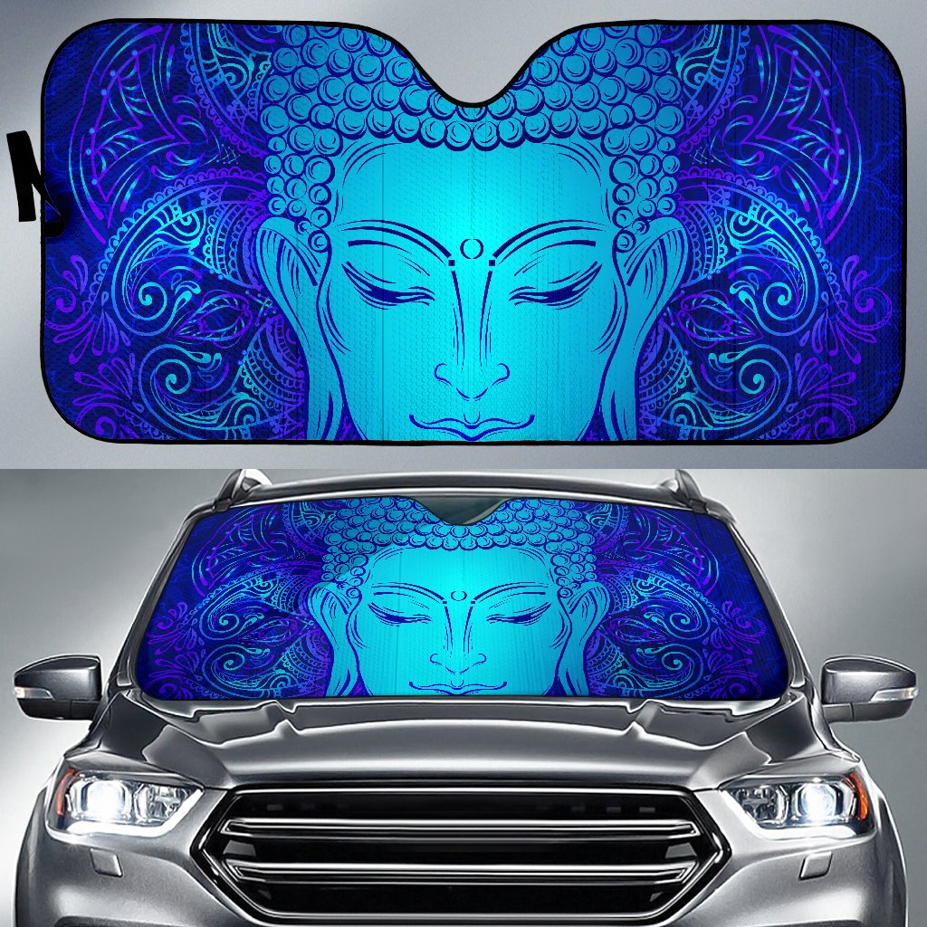 Blue Buddha Print Car Sun Shade GearFrost