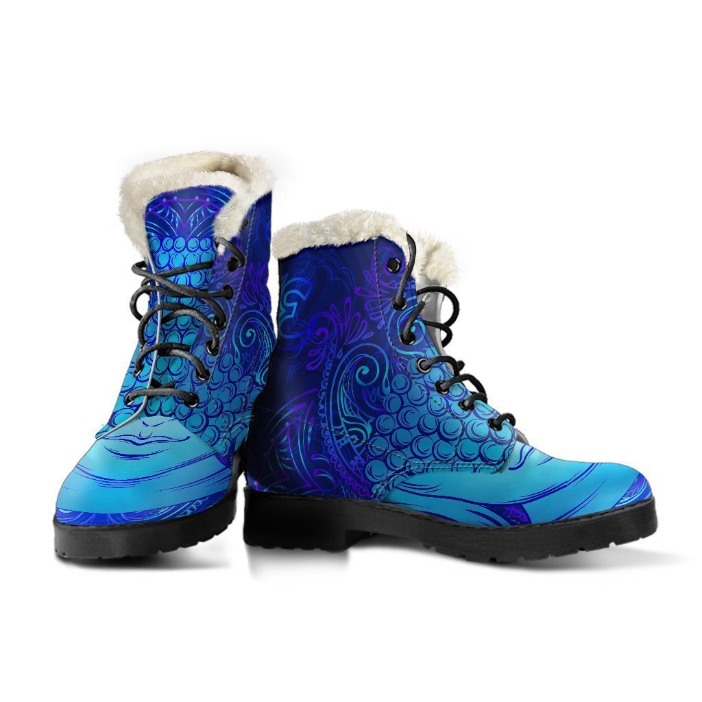 Blue Buddha Print Comfy Boots GearFrost