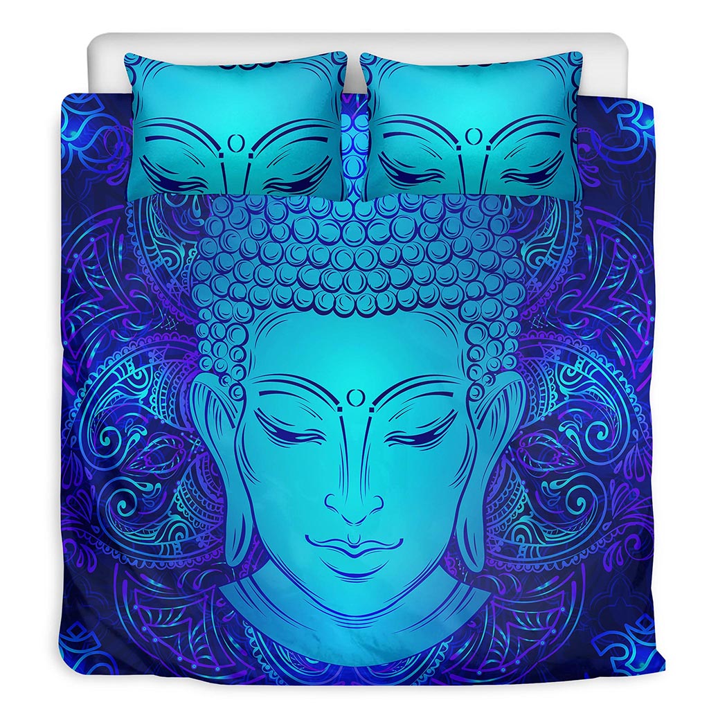 Blue Buddha Print Duvet Cover Bedding Set