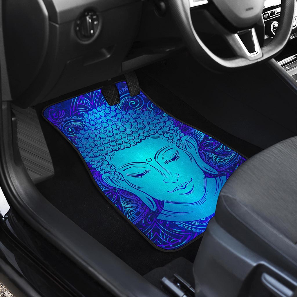 Blue Buddha Print Front and Back Car Floor Mats