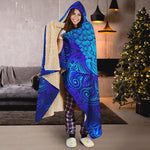 Blue Buddha Print Hooded Blanket