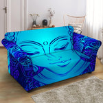 Blue Buddha Print Loveseat Slipcover