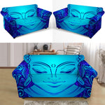 Blue Buddha Print Loveseat Slipcover