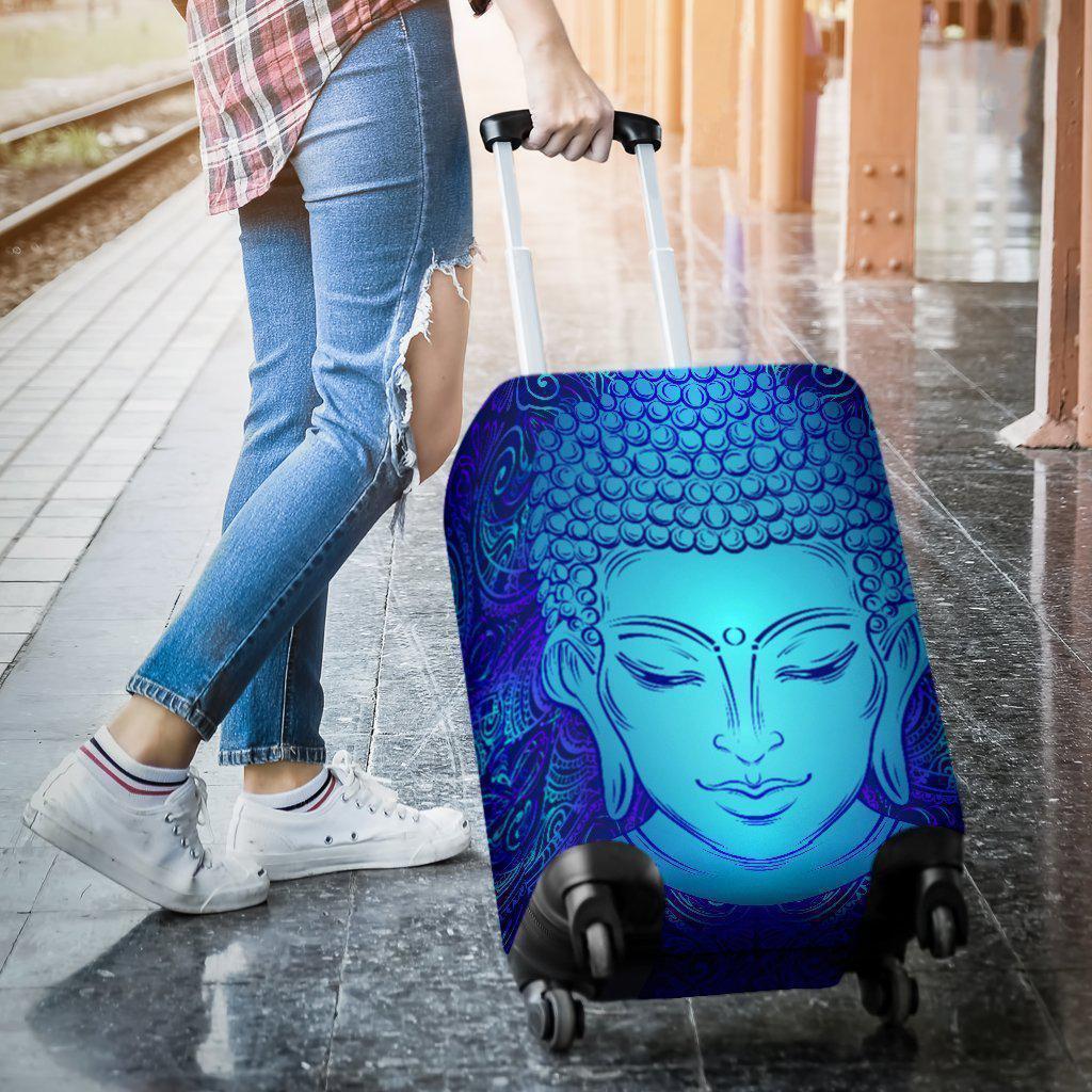 Blue Buddha Print Luggage Cover GearFrost