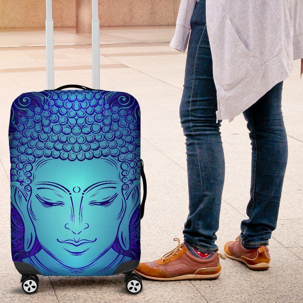 Blue Buddha Print Luggage Cover GearFrost
