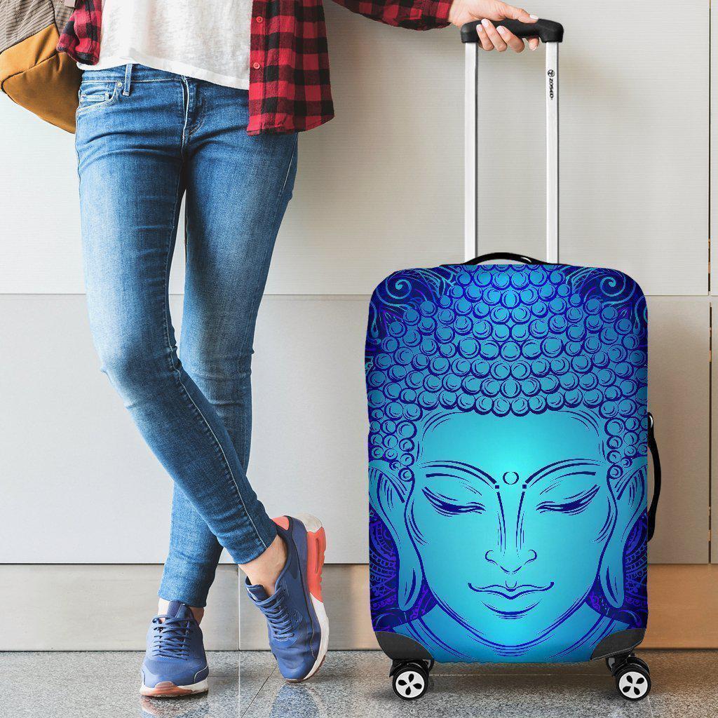 Blue Buddha Print Luggage Cover GearFrost