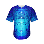 Blue Buddha Print Men's Baseball Jersey