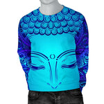 Blue Buddha Print Men's Crewneck Sweatshirt GearFrost