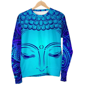 Blue Buddha Print Men's Crewneck Sweatshirt GearFrost