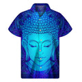 Blue Buddha Print Men's Short Sleeve Shirt