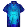 Blue Buddha Print Men's Short Sleeve Shirt
