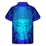 Blue Buddha Print Men's Short Sleeve Shirt