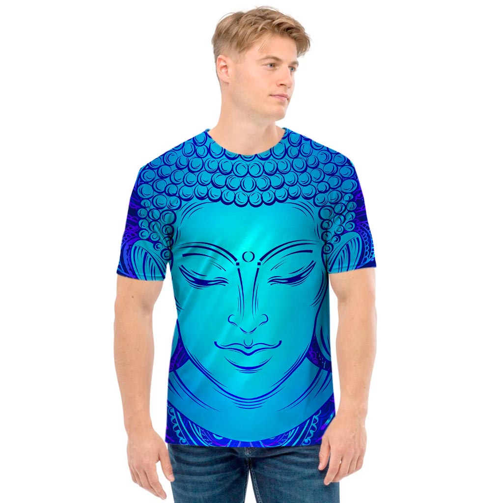 Blue Buddha Print Men's T-Shirt