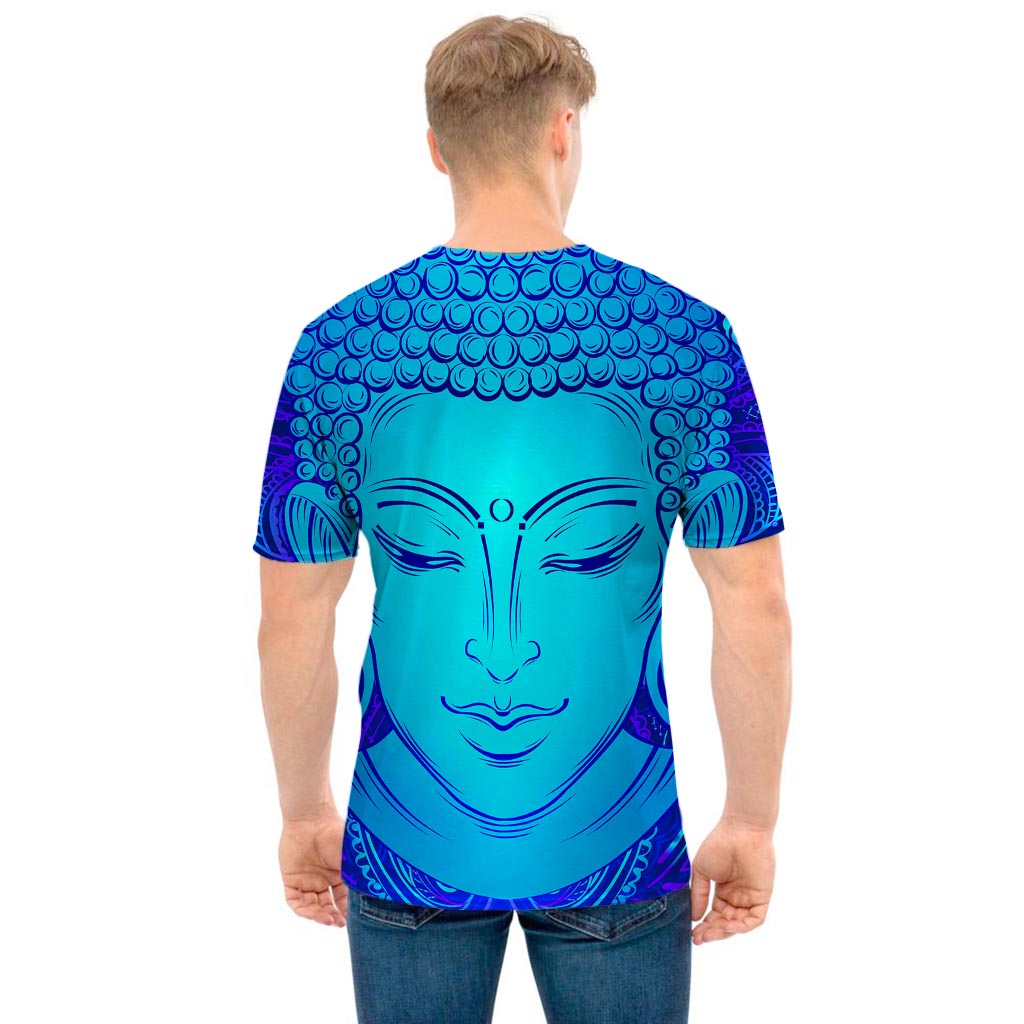 Blue Buddha Print Men's T-Shirt