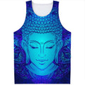 Blue Buddha Print Men's Tank Top