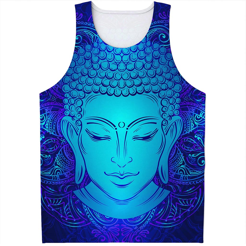 Blue Buddha Print Men's Tank Top