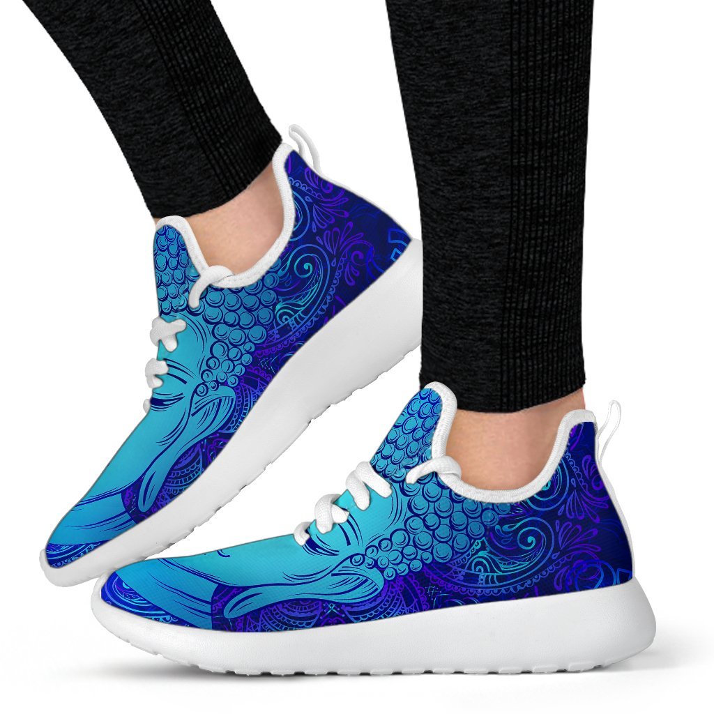 Blue Buddha Print Mesh Knit Shoes GearFrost