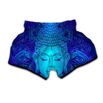 Blue Buddha Print Muay Thai Boxing Shorts