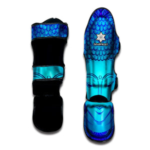 Blue Buddha Print Muay Thai Shin Guard