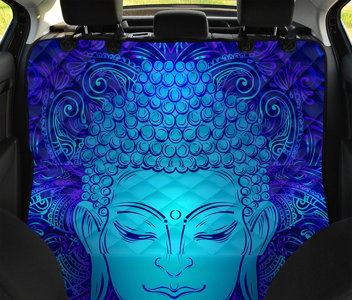 Blue Buddha Print Pet Car Back Seat Cover