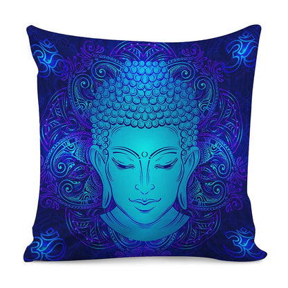 Blue Buddha Print Pillow Cover