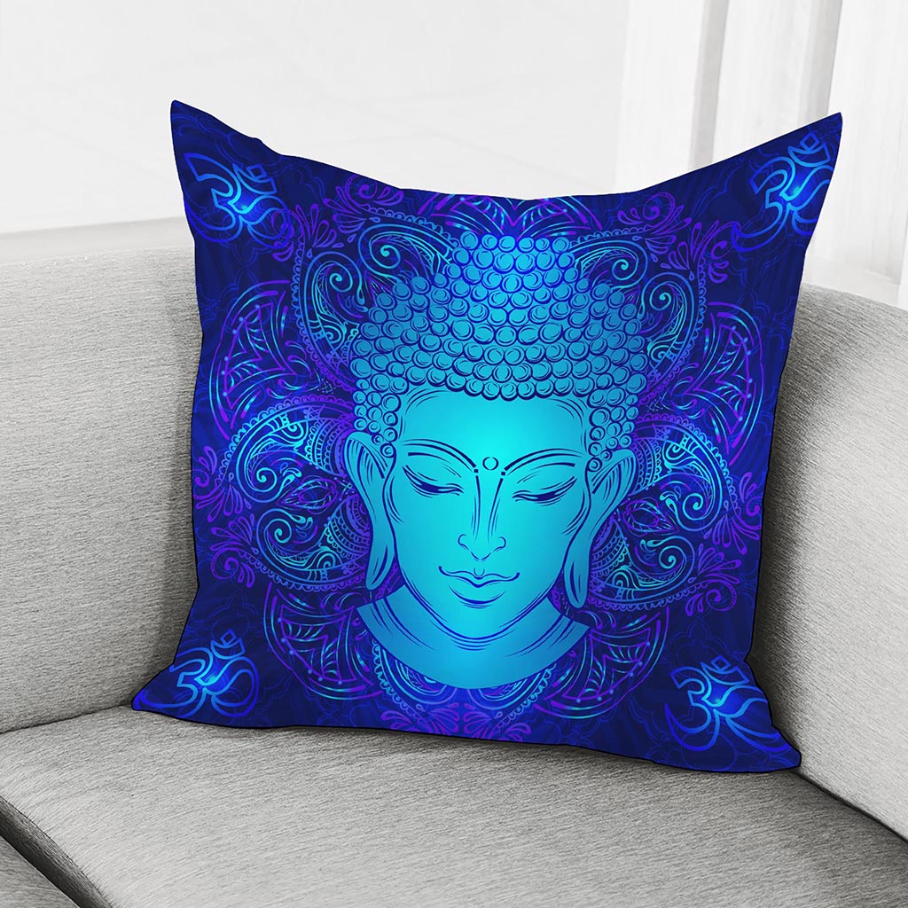 Blue Buddha Print Pillow Cover