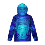 Blue Buddha Print Pullover Hoodie