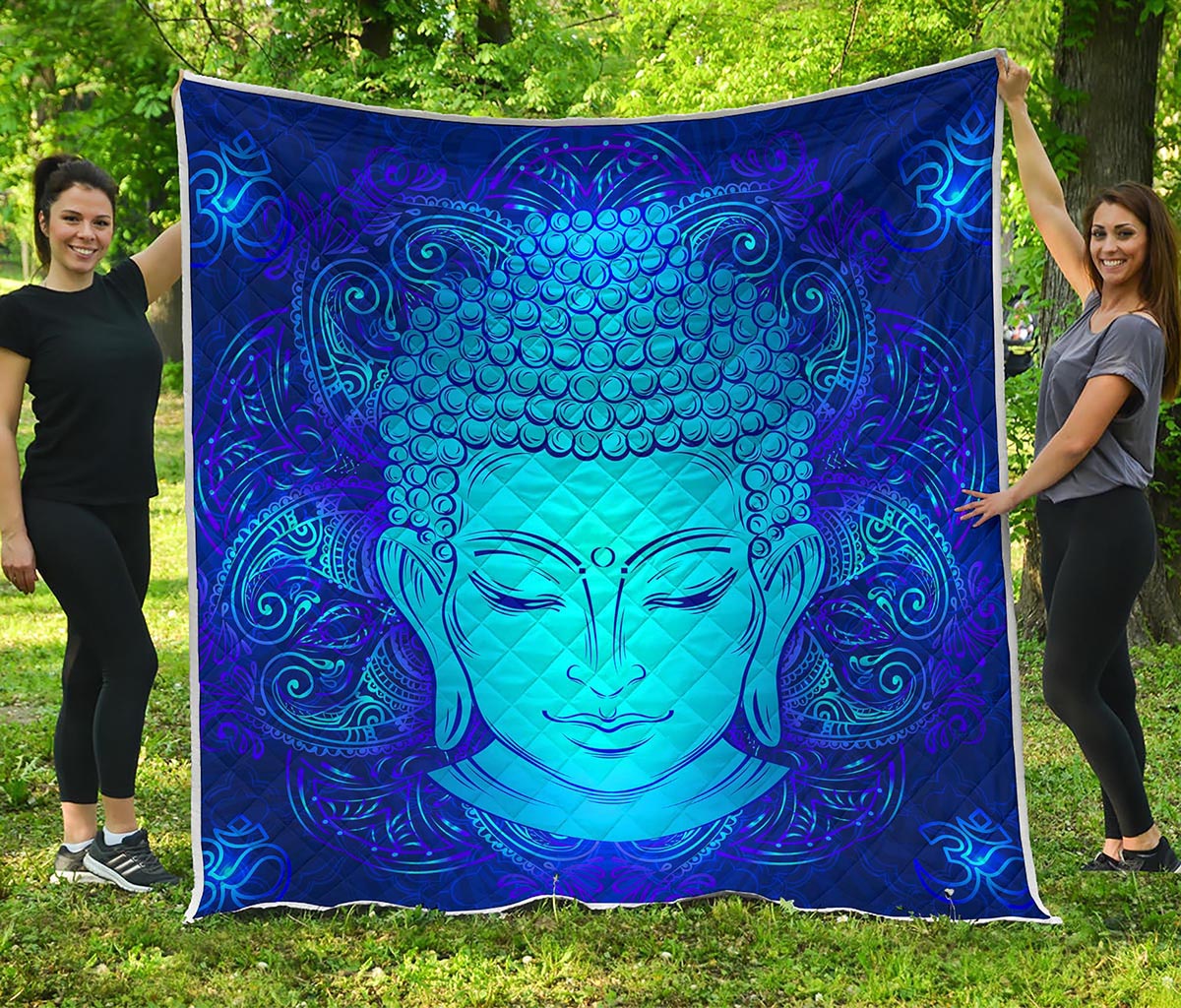 Blue Buddha Print Quilt