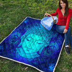 Blue Buddha Print Quilt