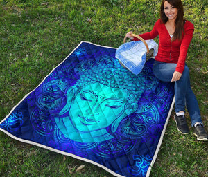 Blue Buddha Print Quilt