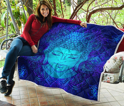 Blue Buddha Print Quilt