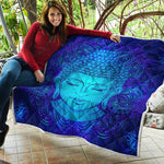 Blue Buddha Print Quilt