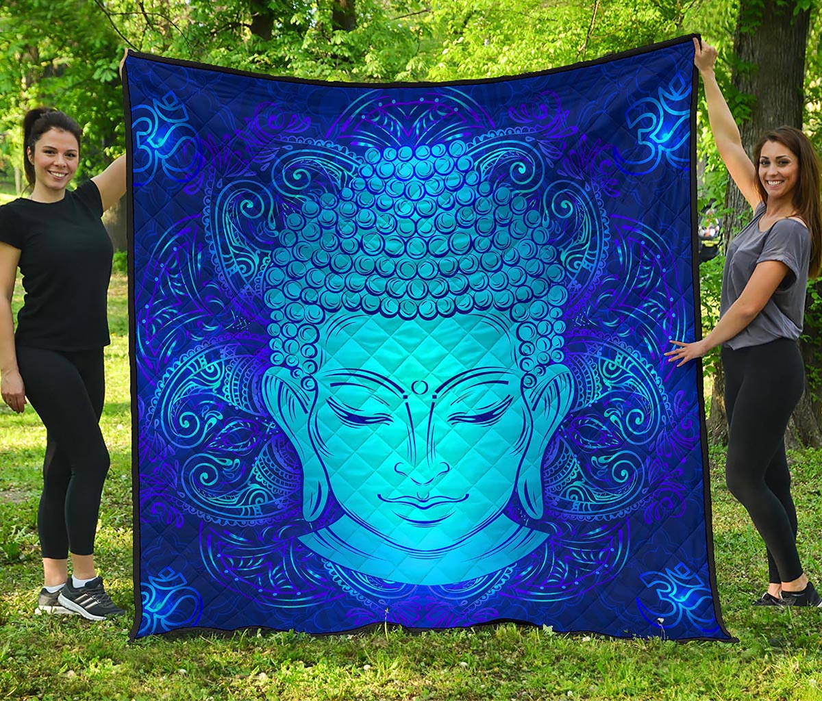 Blue Buddha Print Quilt