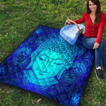 Blue Buddha Print Quilt