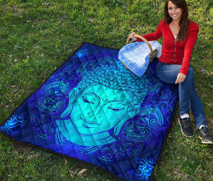 Blue Buddha Print Quilt