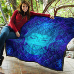 Blue Buddha Print Quilt