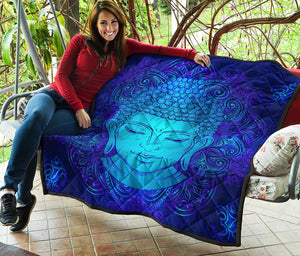 Blue Buddha Print Quilt