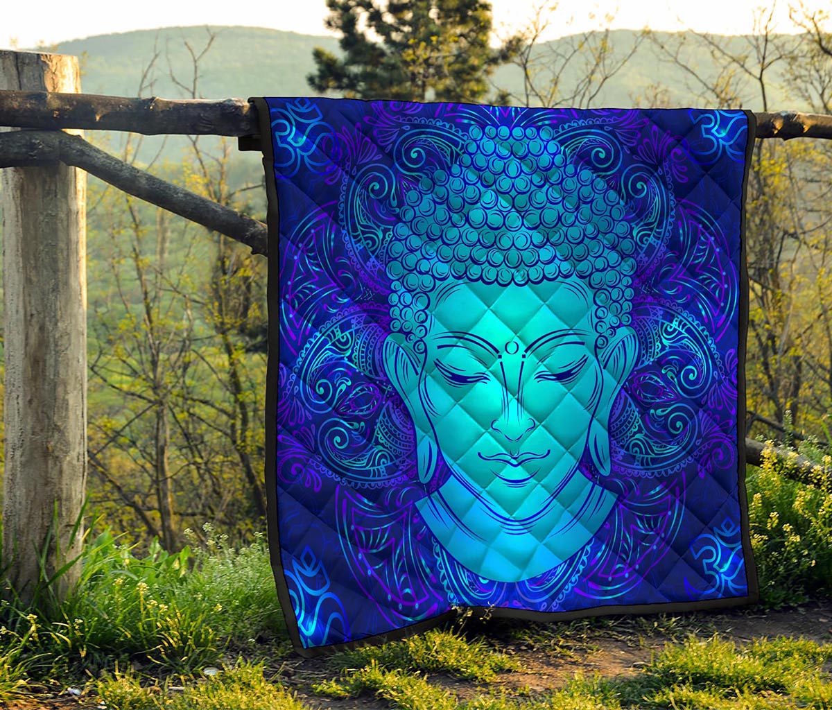 Blue Buddha Print Quilt