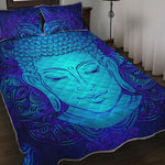 Blue Buddha Print Quilt Bed Set