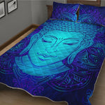 Blue Buddha Print Quilt Bed Set