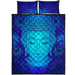 Blue Buddha Print Quilt Bed Set