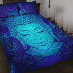 Blue Buddha Print Quilt Bed Set