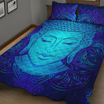 Blue Buddha Print Quilt Bed Set