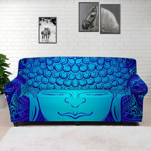 Blue Buddha Print Sofa Cover