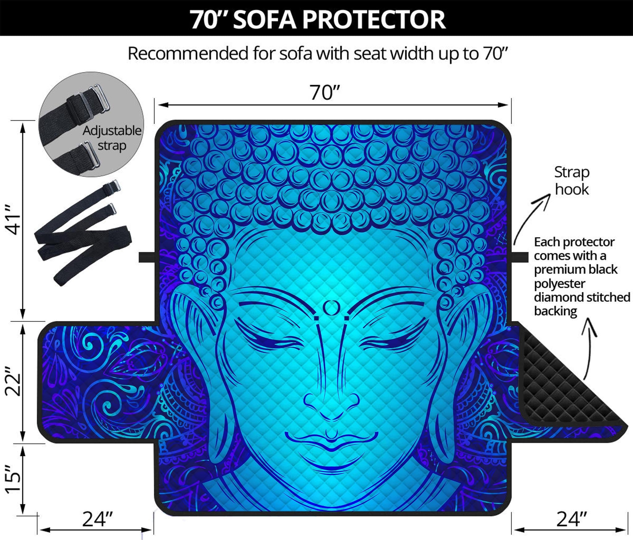 Blue Buddha Print Sofa Protector