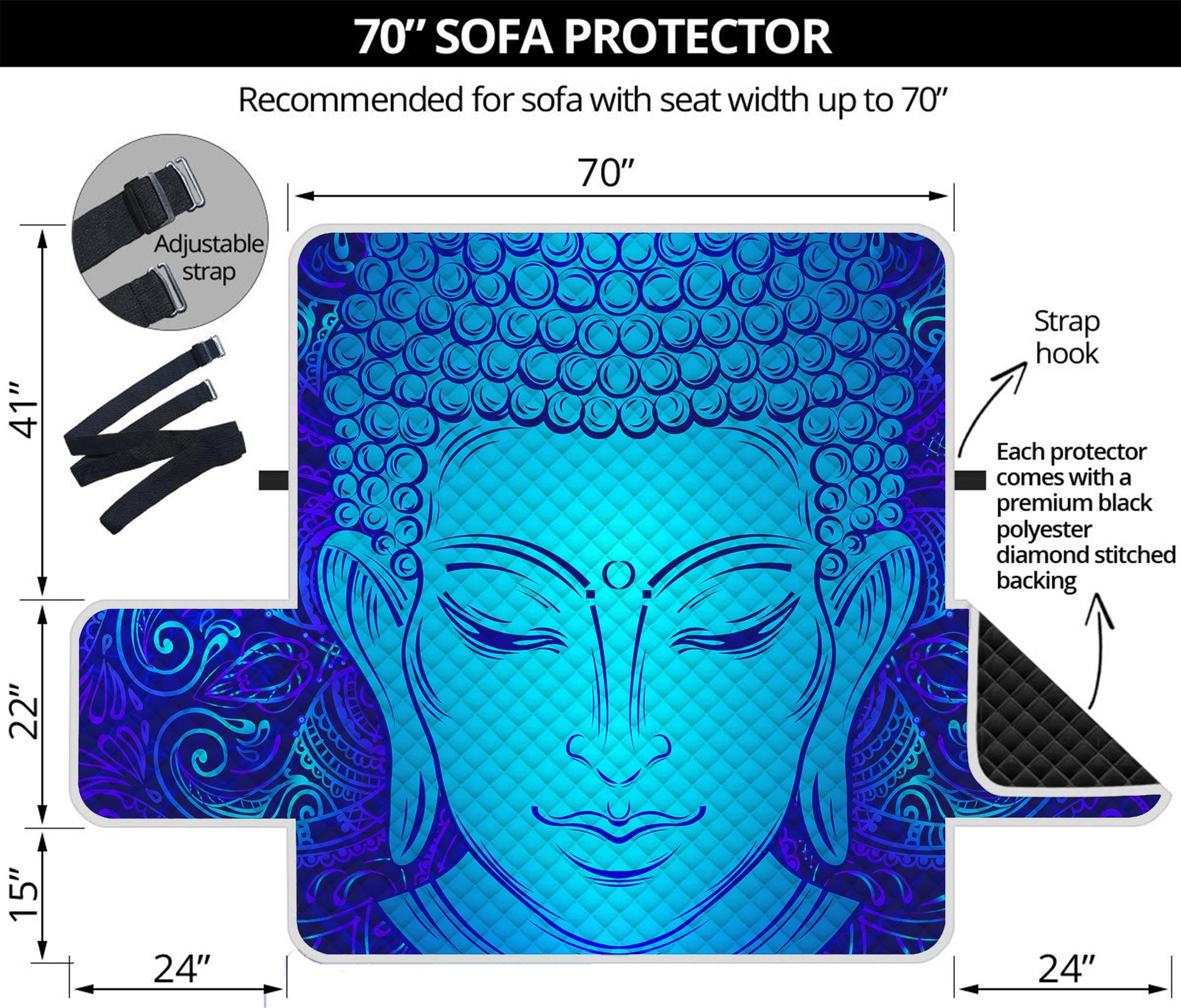 Blue Buddha Print Sofa Protector